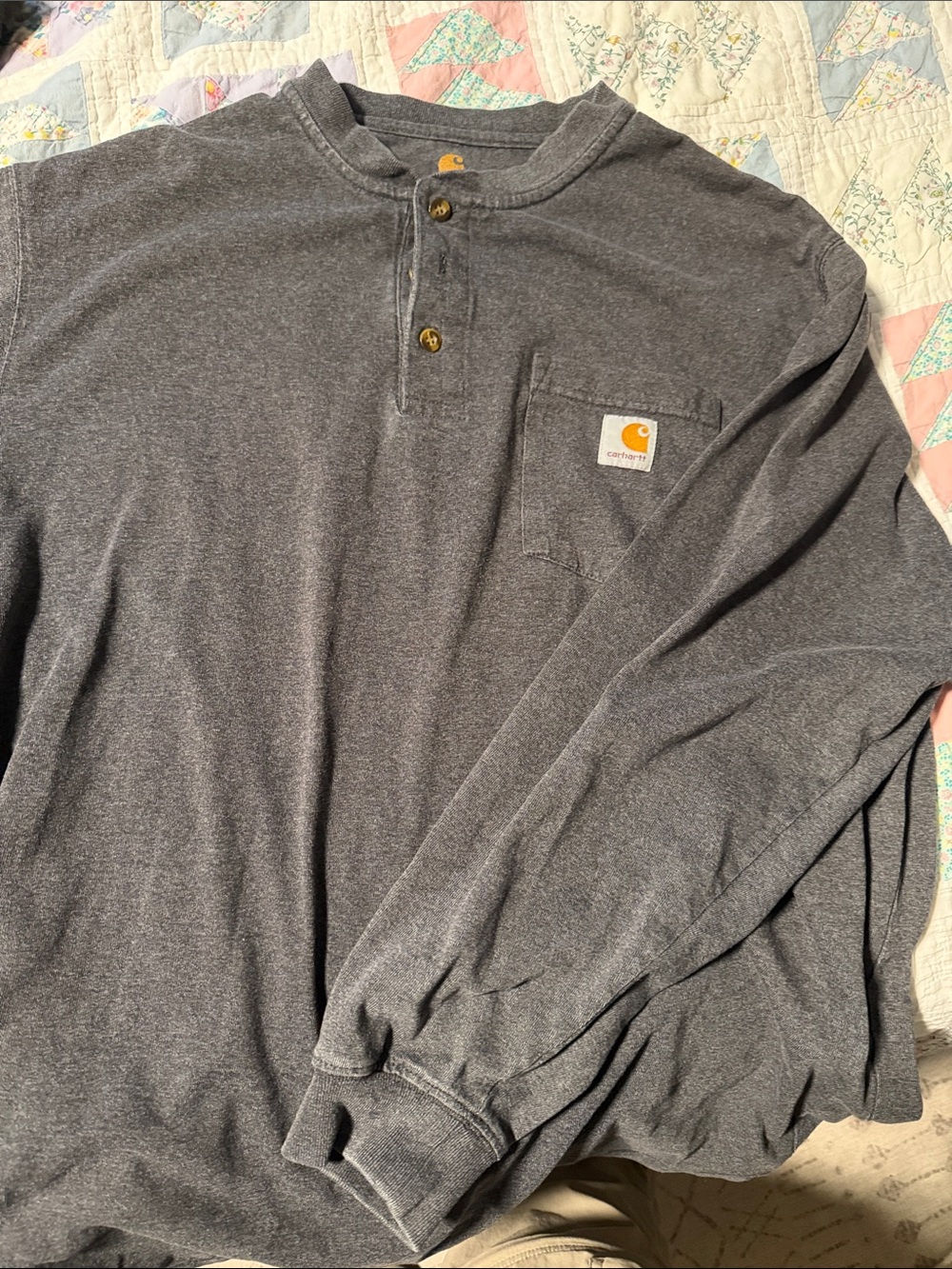 Carhartt Charcoal Long-Sleeve Henley Pocket Shirt